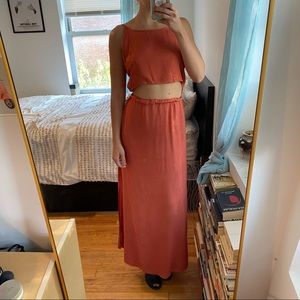 peach pink maxi dress